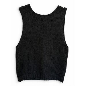 Cambridge Spirit Black Wool Blend Chunky Knit‎ Scoop Neck Sweater Vest Large
